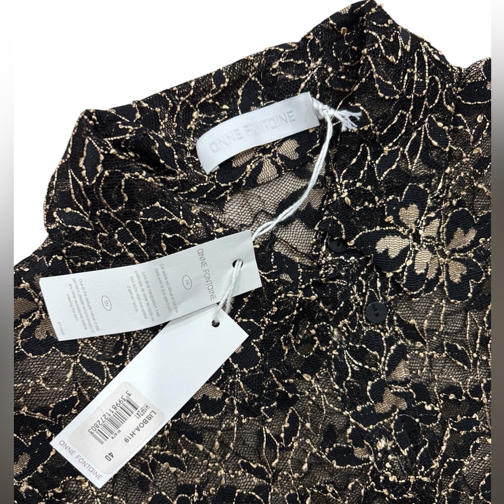 Anne Fontaine NWT Intricate Romantic Sheer Lace Blouse, Sz 40 (6-8) - Picture 3 of 8